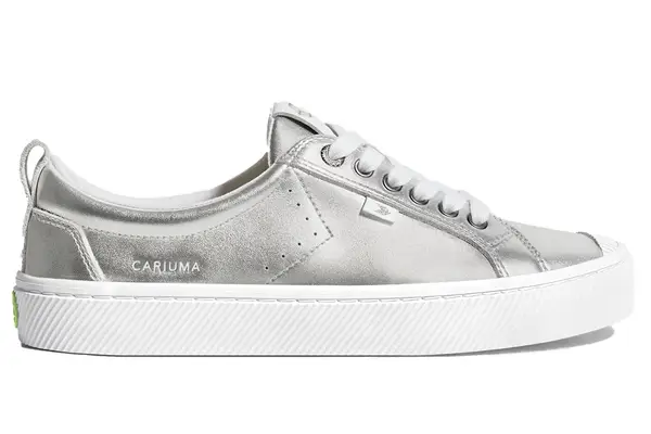 Cariuma Metallic Silver Leather OCA LOW