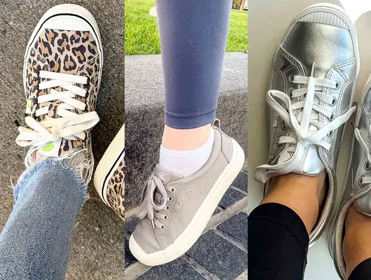 People wearing three different styles of Cariuma sneakers