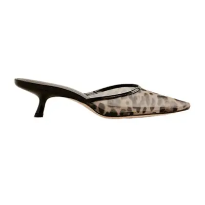 Reformation Wilda kitten heels with mesh leopard design
