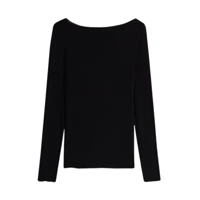 long sleeve boat neck black top