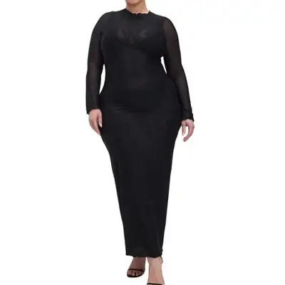 person wearing a full-length black dress