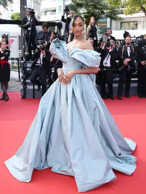 Jourdan Dunn wears a voluminous gray Elie Saab couture gown to the 2023 Cannes Film Festival