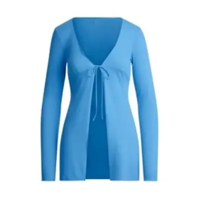Blue long sleeve tie front top