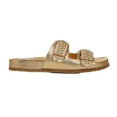 Veronica Beard Paige Buckle Sandal in gold