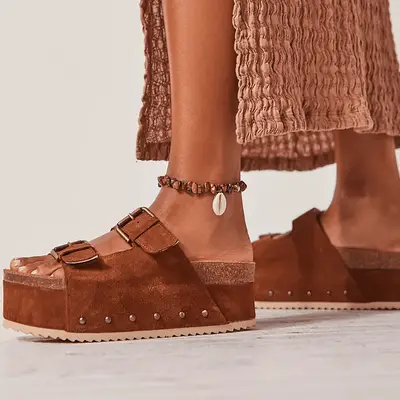 Intentionally Blank Rule Breaker Flatform Sandals in chocolate brown