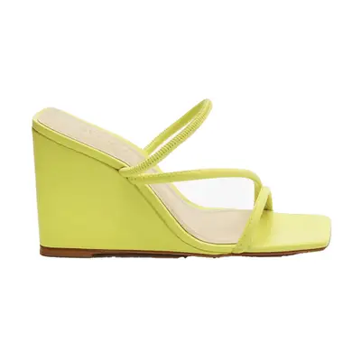 Schutz Kiki Nappa Leather wedge Sandal in lime green
