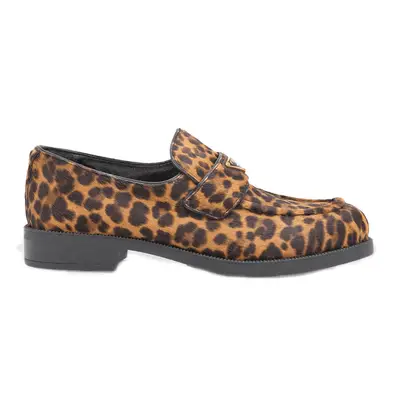 Prada Leopard Calf Hair Triangle Loafers