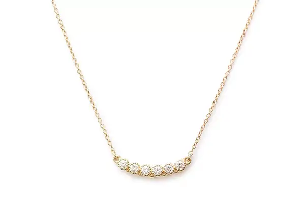 6 Stone Diamond Bezel Beaded Necklace