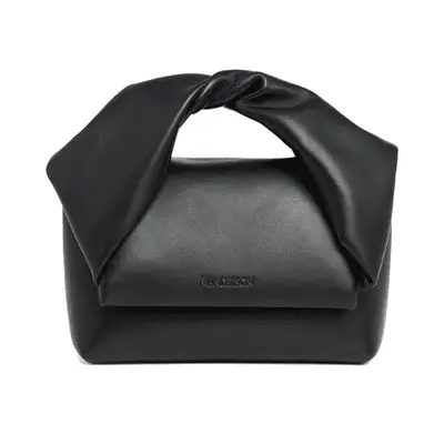 JW Anderson Small Twister Leather Tote Bag in black