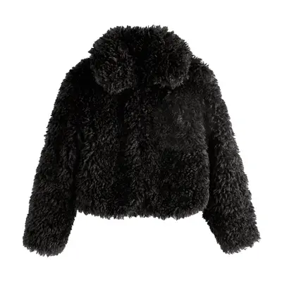 Next Black Short Faux Fur Jacket