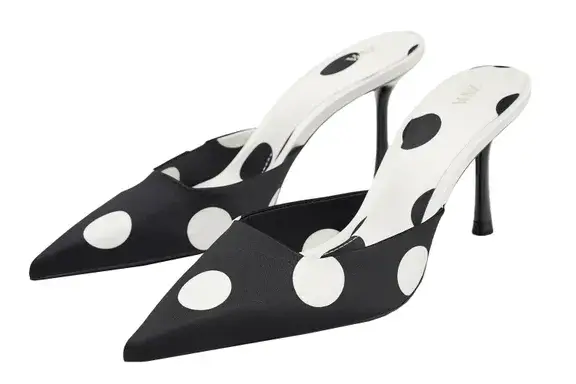 Zara SATIN FINISH POLKA DOT SLINGBACK PUMPS