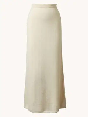 Cream-colored knit maxi skirt
