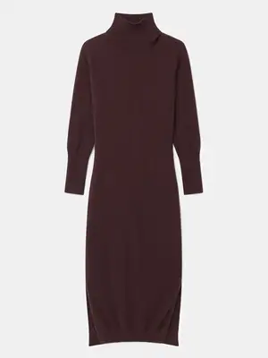 Naadam chocolate brown turtleneck cashmere dress