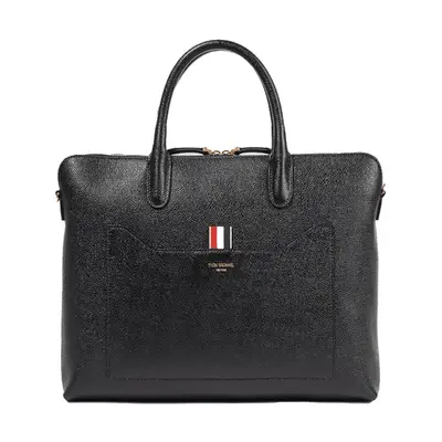 Thom Browne Leather Briefcase in black