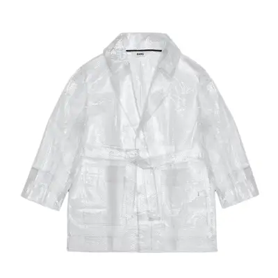 Rains Snake Short Overcoat in clear