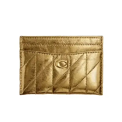 Coach New Year Essential Card Case with Quilting in gold