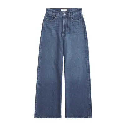 Abercrombie & Fitch High Rise Wide Leg Jean in medium-dark wash denim