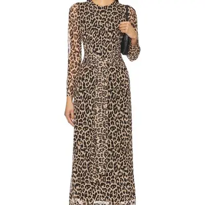 Never Fully Dressed Mia Dress in leopard print on model