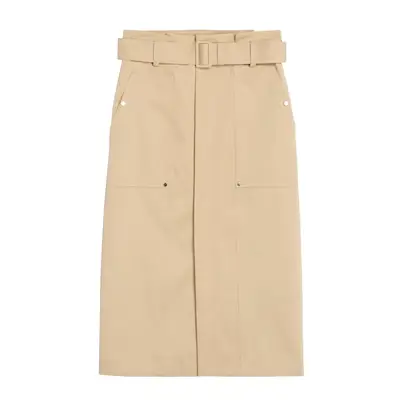 A.L.C. khaki midi skirt with belt