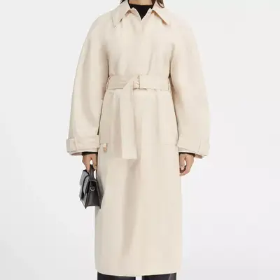 Jacquemus off-white belted trench coat on model