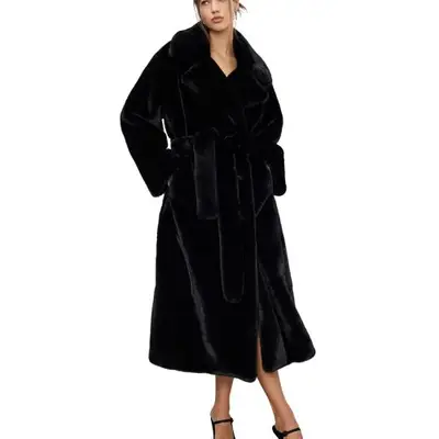 Good American long black fur coat