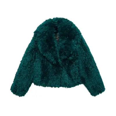 short fuzzy coat in green