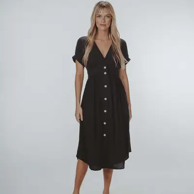 Deep V Button Thru Dress ($78)