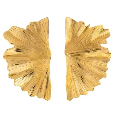Christina Caruso Ginkgo Leaf Earrings in gold