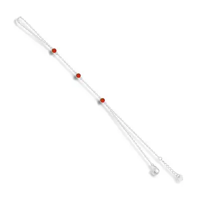 Evry Jewels Starlight Hand Chain in silver with red gems