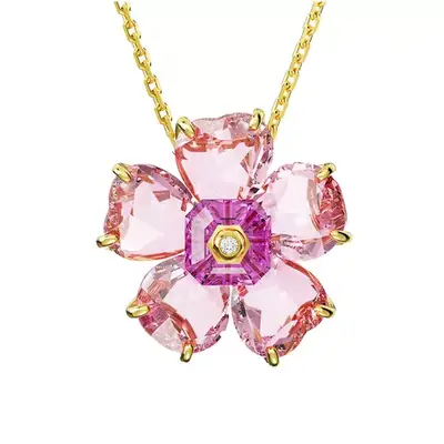 Swarovski Idyllia Necklace in pink floral-shaped gems