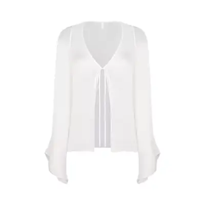 Skims Romance Tie Front Top in sheer white