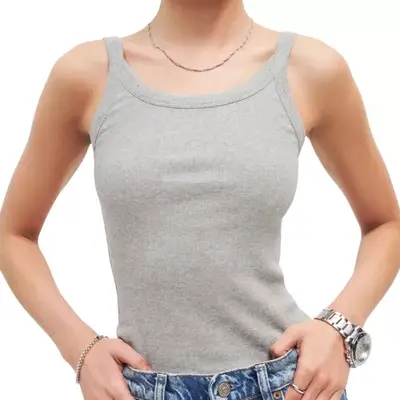 Reformation Calie Tank in heather gray on model