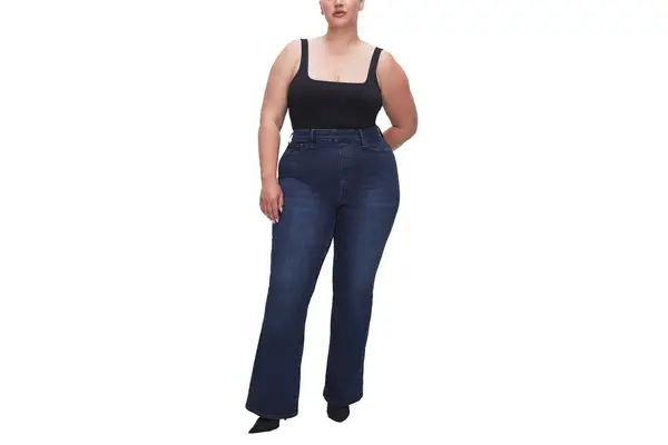 Good American Power Stretch Pull-On Flare Jeans