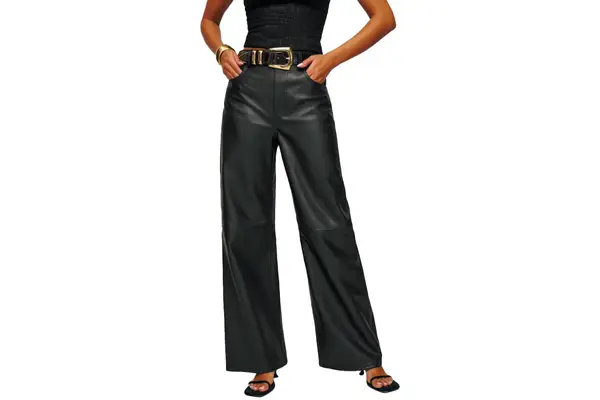 Reformation Petites Veda Kennedy Wide Leg Leather Pant