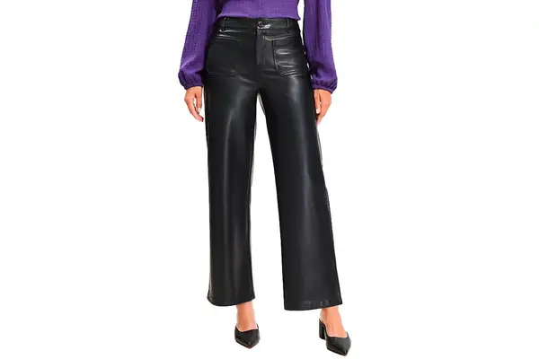 Loft Palmer Wide Leg Crop Pants in Faux Leather