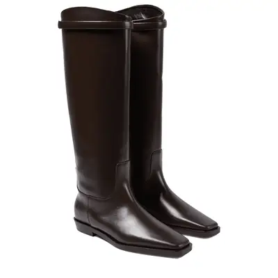 Toteme Leather Knee-High Boots in black