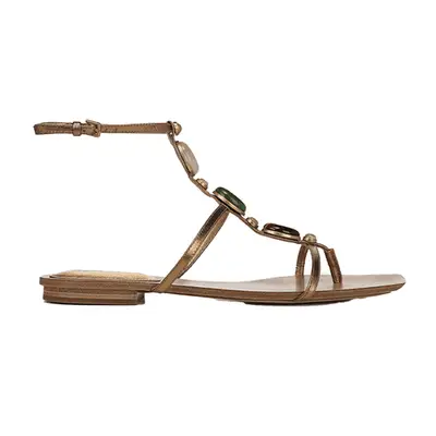 Veronica Beard Alba Gemstone Sandal in gold with colorful gems