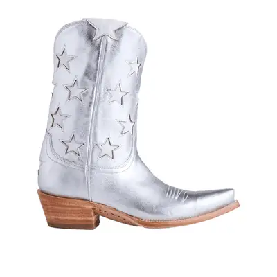 Lucchese Star-Struck short cowboy boot in silver with star cutouts