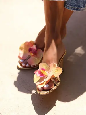 Larroude Stella Sneaker in seaweed suede and ivory leather