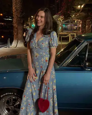 Devon Lee Carlson wearing her Reformation collection