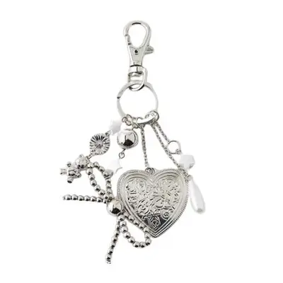 Silence + Noise Bow Charm Dangle Keychain in silver