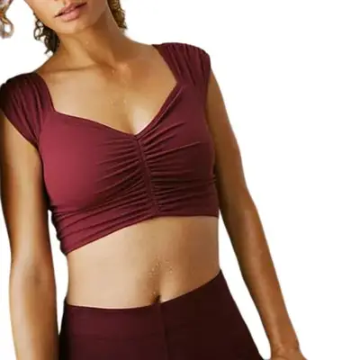 Free People Breathe Deeper Crop Tank in oxblood