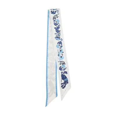 Kate Spade Outlet Perfect Plume Peacock Skinny Scarf in blue and white