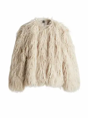 shaggy cream H&M jacket without a collar