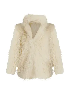 beige shaggy oversized coat