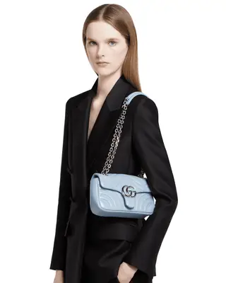 Gucci GG Marmont Small Shoulder Bag in Light Blue