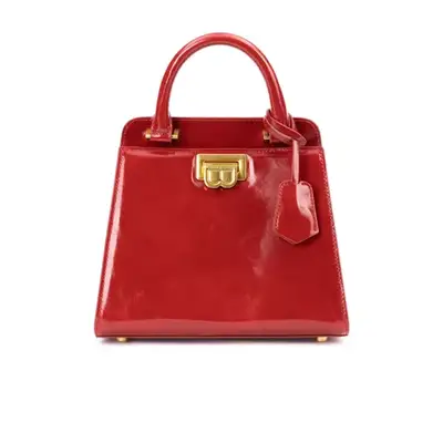 small red Brandon Blackwood leather handbag with gold hardware