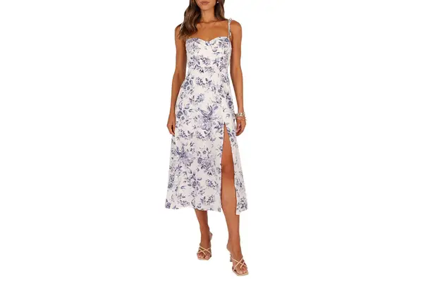 Azelia Floral Tie Strap Midi Dress Petal & Pup