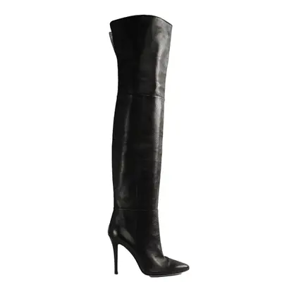 Brother Vellies Allora Over-the-Knee Boot in black midnight leather