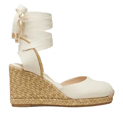 Stuart Weitzman Marguerita Wedge Heel Espadrille in canvas and natural